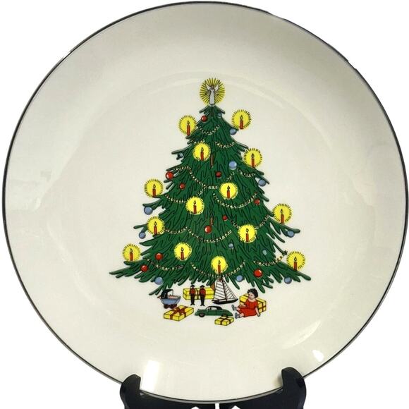 Royal Devon Triomphe Retired 'Christmas' Platinum Trim 10.75" Dinner Plates-Rare - Picture 1 of 5